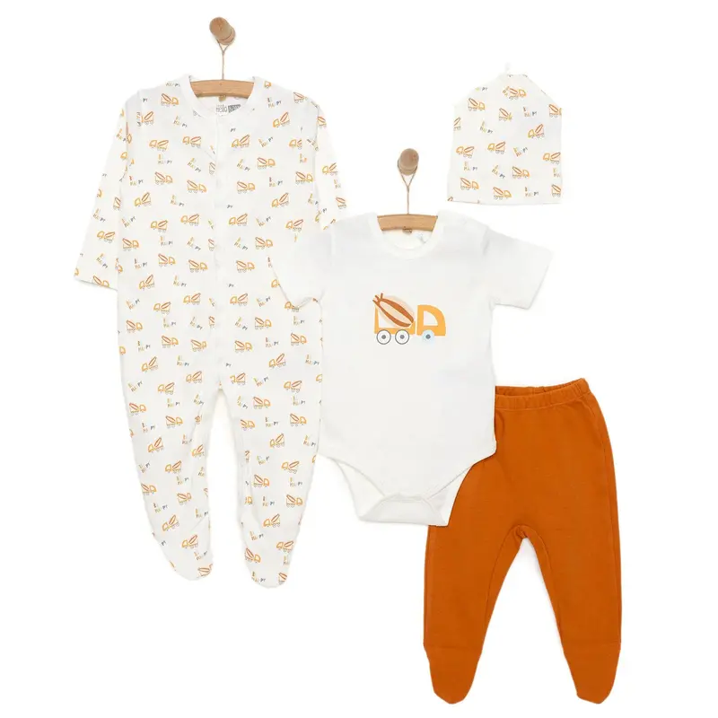 Hellobaby Boy Newborn Set 4 Pcs - Dark Orange 1