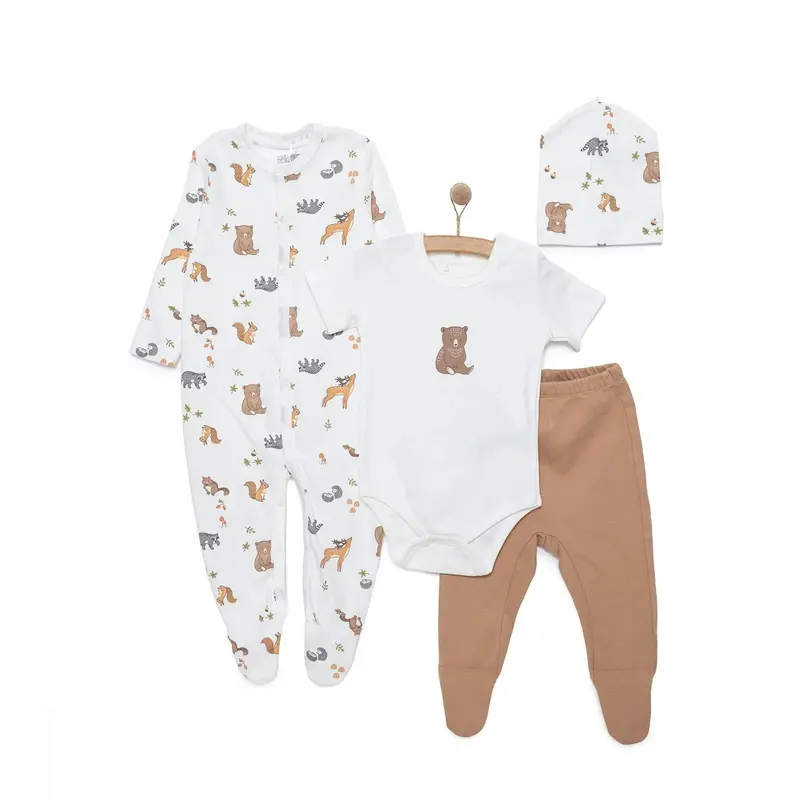 Hellobaby Boy Newborn Set 4 Pcs - Ecru 1