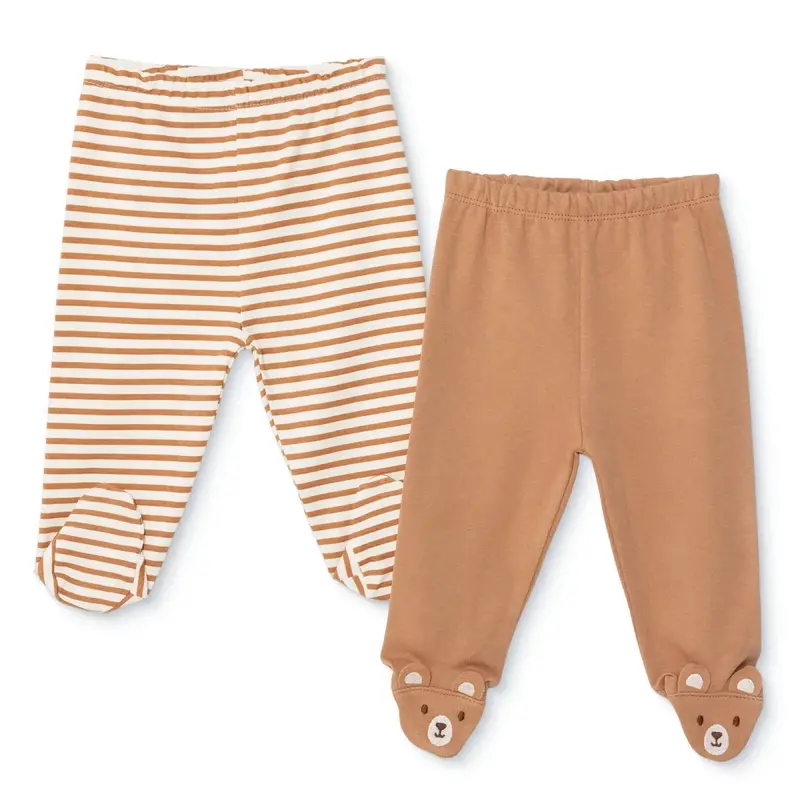 Hellobaby Boys 2-Pack Footed Trousers Bear Print Full Length - Brown 1