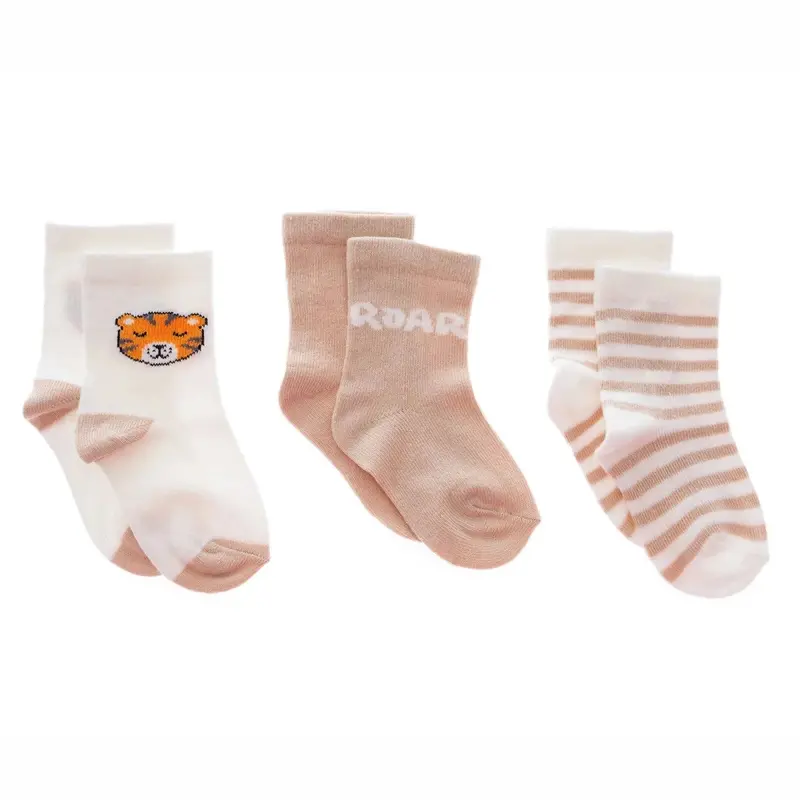 Hellobaby Boys 3-Pack Ankle Socks Animal Print - Beige 1