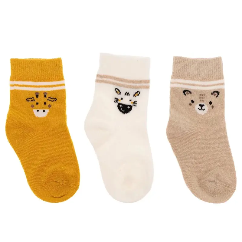 Hellobaby Boys 3-Pack Baby Socks Animal - Mustard 1