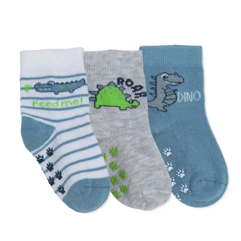 Hellobaby Boys 3-Pack Non-Slip Socks Animal Print - Light Blue 1