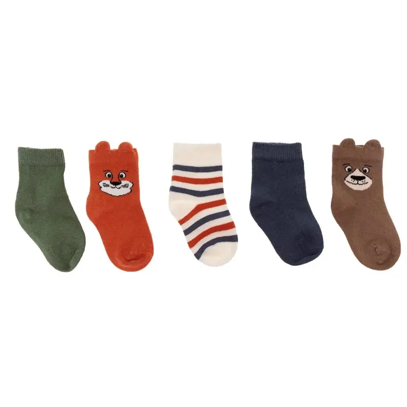 Hellobaby Boys 5-Pack Socks Animal - Brown 1