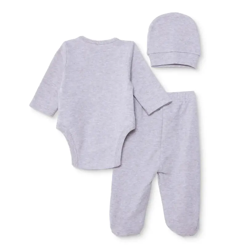 Hellobaby Boys Body-Footed Bottom-Hat Animal Envelope Neck Long Leg Long Sleeve - Beige Melange 2