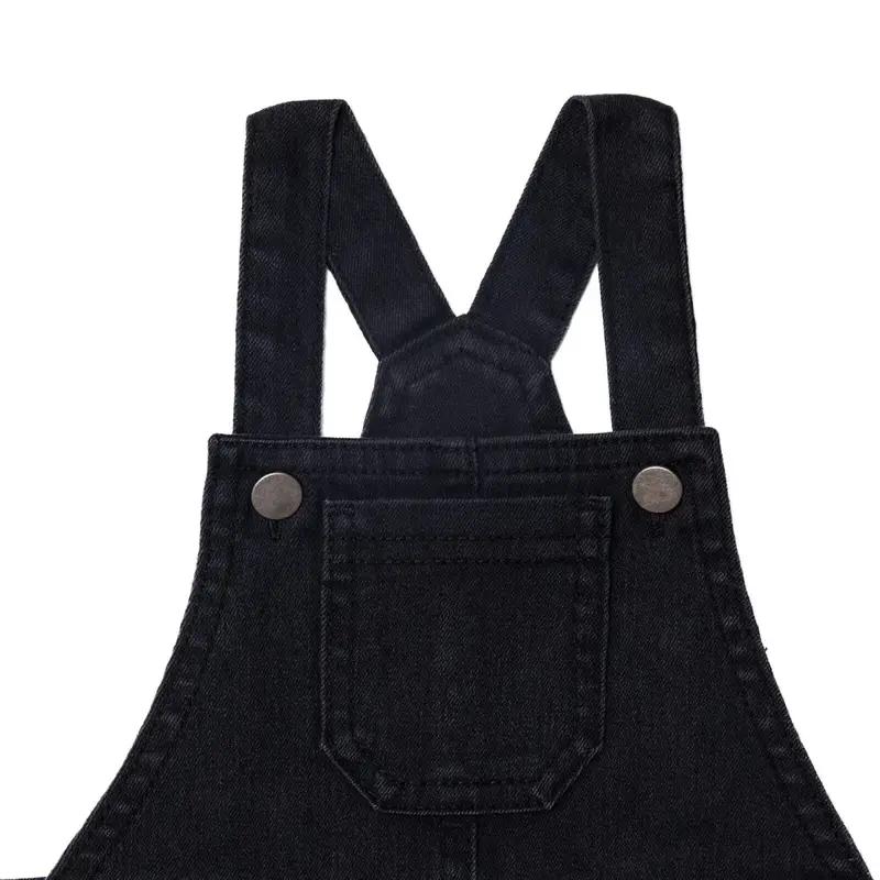 Hellobaby Boys Dungarees Buttoned Cool Boy Decorative Collar Short Length Sleeveless - Black 5