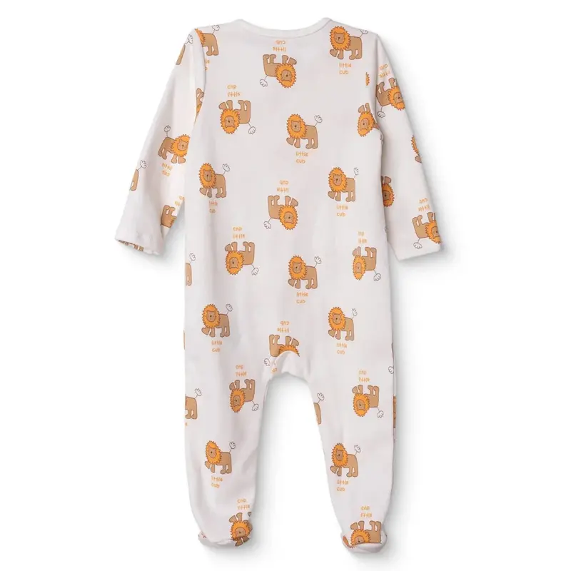 Hellobaby Boys Footed Sleepsuit Animal Print Zip Fastening Crew Neck Full Length Long Sleeve - Beige 2