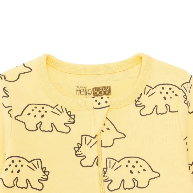 Hellobaby Boys Footed Sleepsuit Dinosaur Print Zip Fastening Crew Neck Full Length Long Sleeve - Orange 3