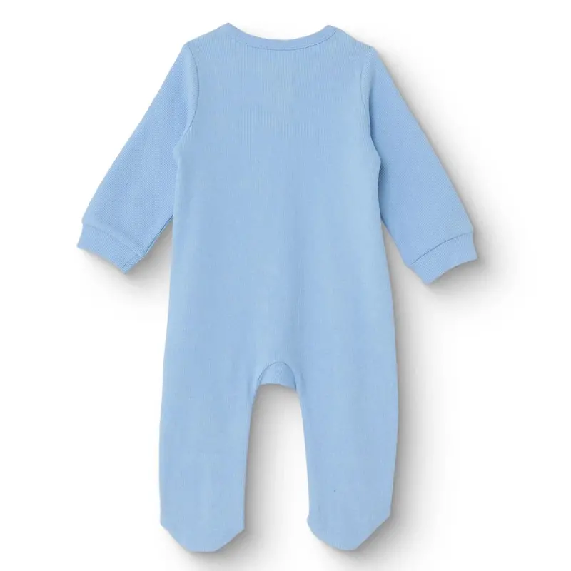 Hellobaby Boys Footed Sleepsuit Zip Fastening Crew Neck Full Length Long Sleeve - Blue 2