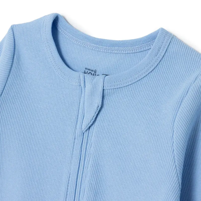 Hellobaby Boys Footed Sleepsuit Zip Fastening Crew Neck Full Length Long Sleeve - Blue 3