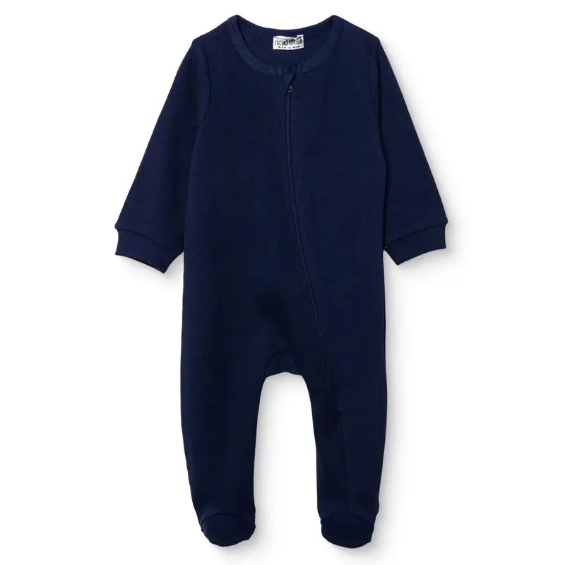 Hellobaby Boys Footed Sleepsuit Zip Fastening Crew Neck Full Length Long Sleeve - Dark Blue 1