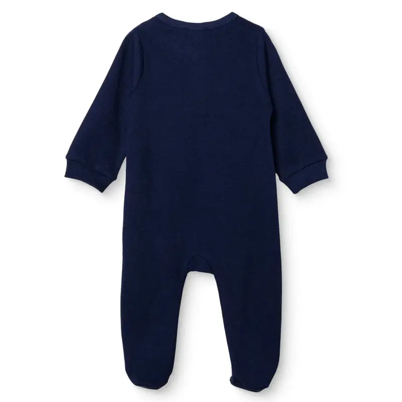 Hellobaby Boys Footed Sleepsuit Zip Fastening Crew Neck Full Length Long Sleeve - Dark Blue 2