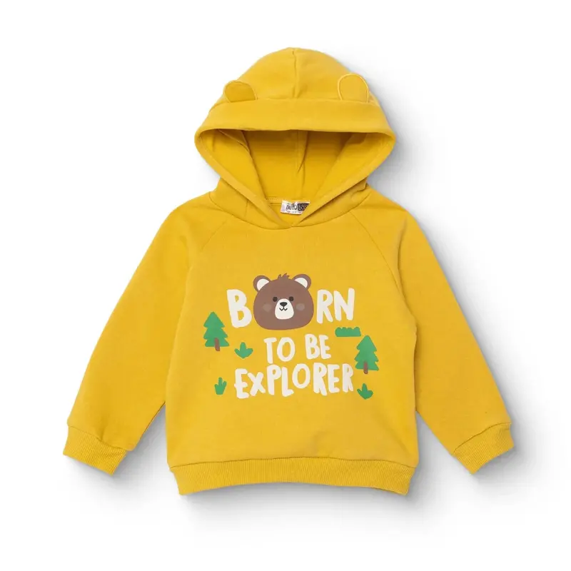 Hellobaby Boys Hooded Sweatshirt Animal Woodland Boy 2 Hooded Long Sleeve - Yellow 1