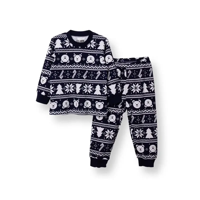 Hellobaby Boys Long Sleeve Pyjamas Set Christmas Crew Neck Long Leg Long Sleeve - Navy Blue 1