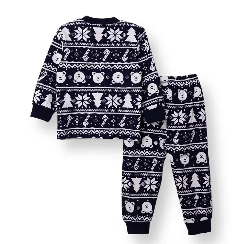 Hellobaby Boys Long Sleeve Pyjamas Set Christmas Crew Neck Long Leg Long Sleeve - Navy Blue 2