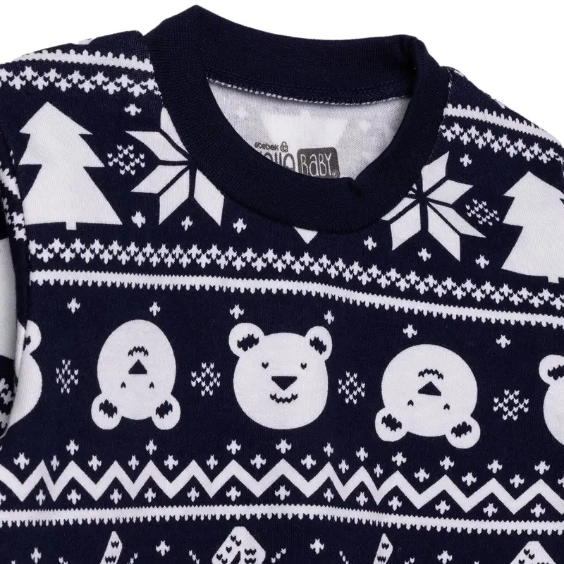 Hellobaby Boys Long Sleeve Pyjamas Set Christmas Crew Neck Long Leg Long Sleeve - Navy Blue 3