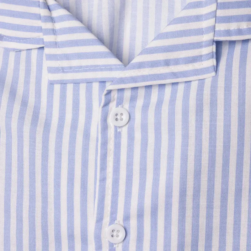Hellobaby Boys Long Sleeve Pyjamas Set Striped With Buttons Peter-Pan Collar Long Leg Long Sleeve - Blue 4