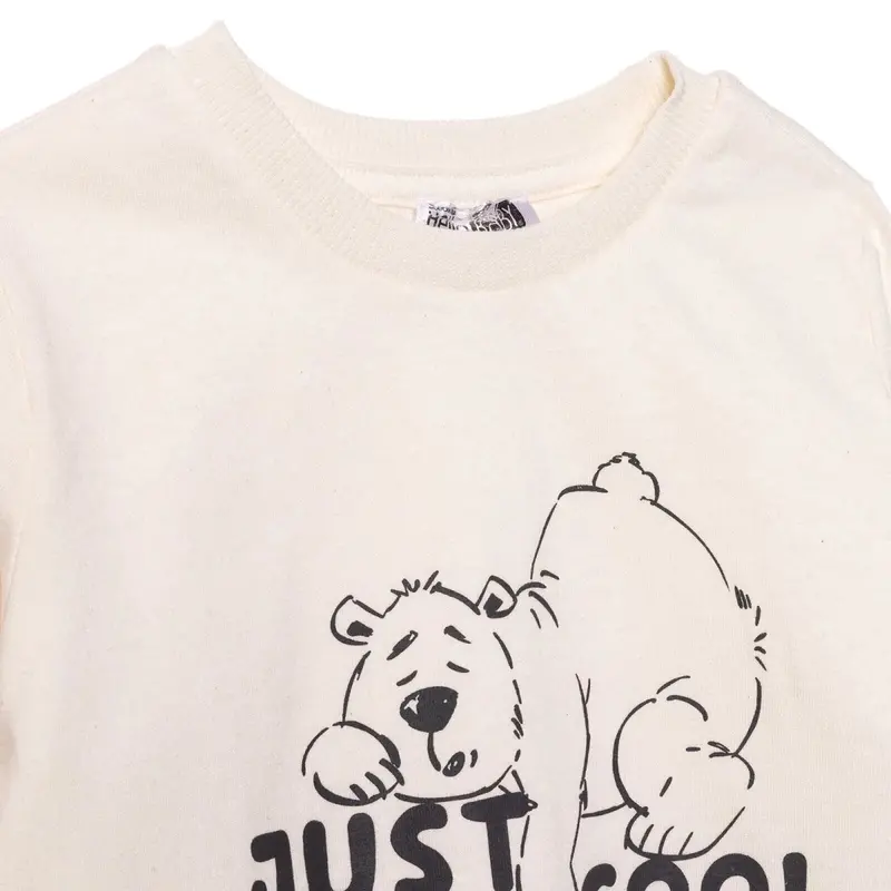 Hellobaby Boys Long Sleeve T-Shirt Bear Print Cool Boy Crew Neck Long Sleeve - Ecru 3