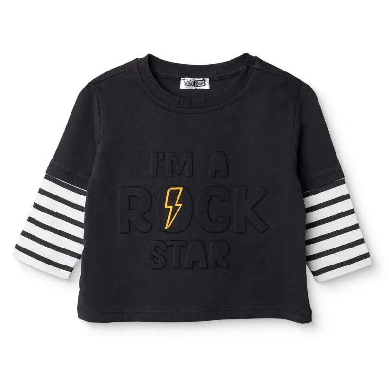 Hellobaby Boys Long Sleeve T-Shirt Slogan Print Cool Boy Crew Neck Long Sleeve - Black 1