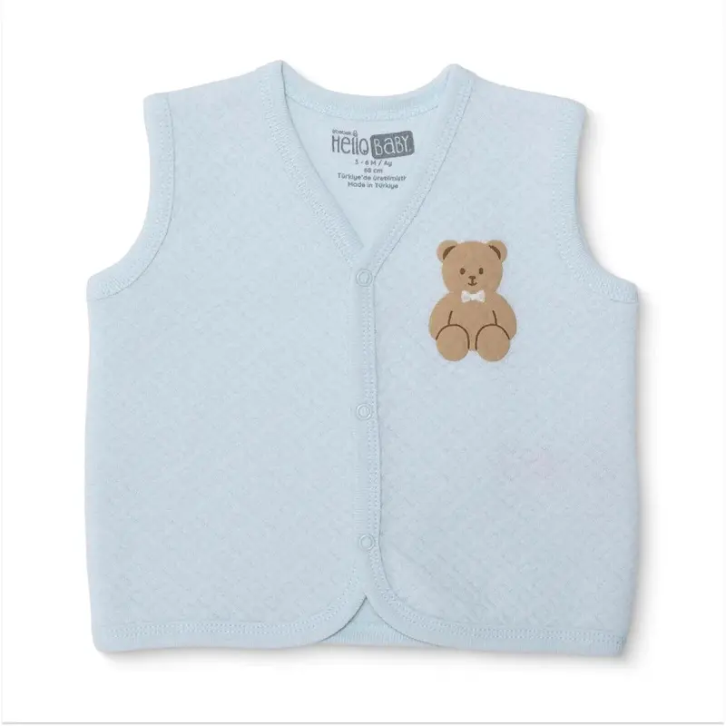 Hellobaby Boys Quilted Waistcoat Animal Print Snap Fastening V-Neck Sleeveless - Blue 1