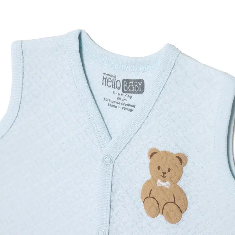 Hellobaby Boys Quilted Waistcoat Animal Print Snap Fastening V-Neck Sleeveless - Blue 3