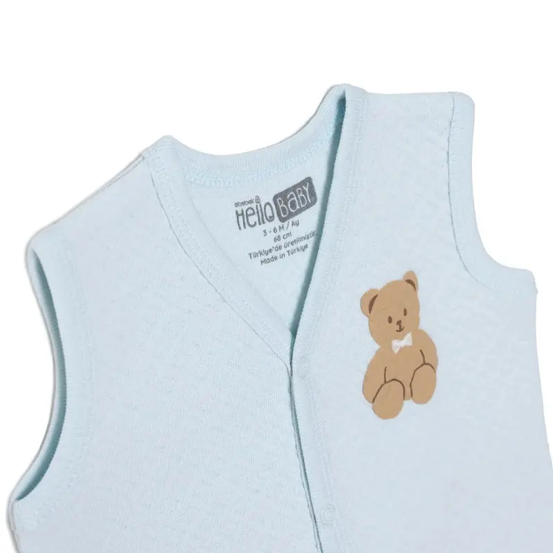 Hellobaby Boys Quilted Waistcoat Animal Print Snap Fastening V-Neck Sleeveless - Blue 6