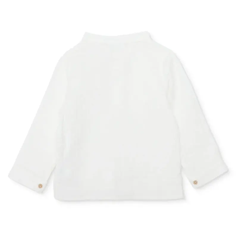 Hellobaby Boys Shirt Buttoned Little Sailor Mandarin Collar Long Sleeve - Ecru 2
