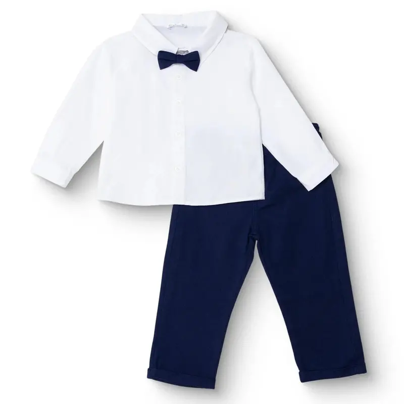 Hellobaby Boys Shirt-Trouser With Buttons Shirt Collar Long Leg Long Sleeve - White 1