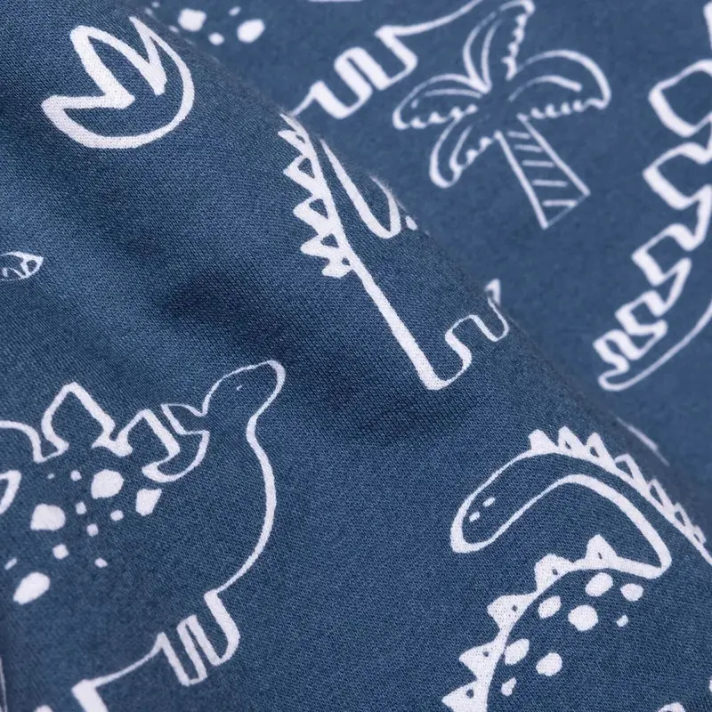 Hellobaby Boys Short Dungarees & T-Shirt Dinosaur Print Buttoned Crew Neck Short Length Short Sleeve - Blue Printed 6