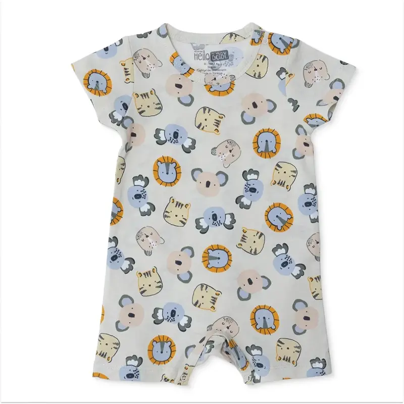 Hellobaby Boys Short Romper Animal Print Snap Fastening Crew Neck Short Length Short Sleeve - Multicolour 1
