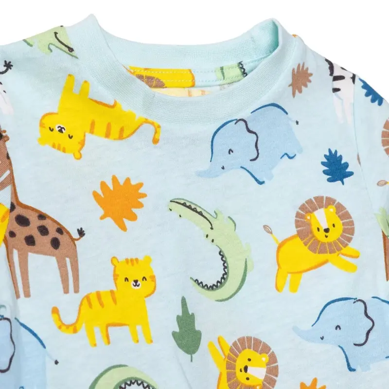 Hellobaby Boys Short Sleeve Pyjamas Set Animal Print Crew Neck Short Length Short Sleeve - Blue 3