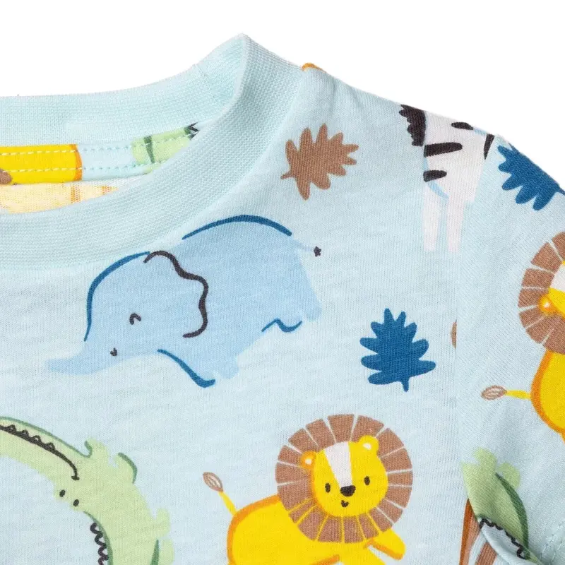 Hellobaby Boys Short Sleeve Pyjamas Set Animal Print Crew Neck Short Length Short Sleeve - Blue 4