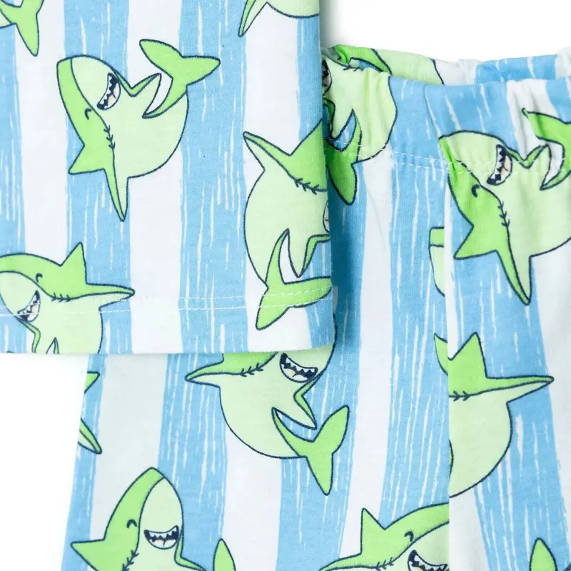 Hellobaby Boys Short Sleeve Pyjamas Set Animal With Buttons Shirt Collar Short Leg Short Sleeve - Blue 4