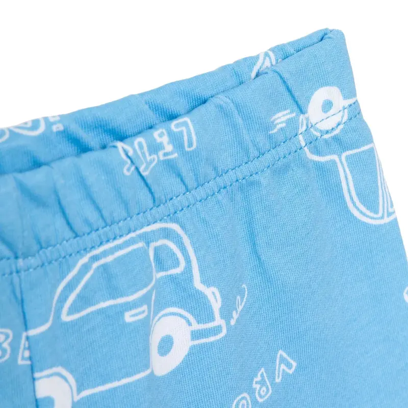 Hellobaby Boys Short Sleeve Pyjamas Set Car Print Buttoned Shirt Collar Short Length Short Sleeve - Blue 5