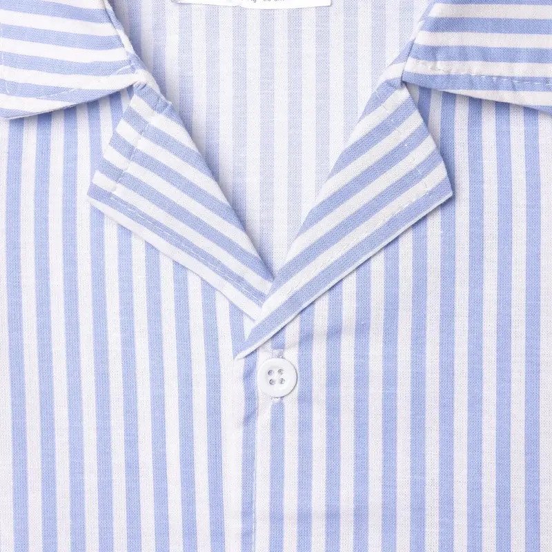 Hellobaby Boys Short Sleeve Pyjamas Set Striped Buttoned Peter Pan Collar Short Length Short Sleeve - Blue 4