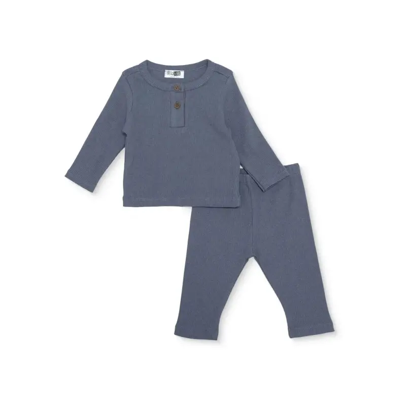 Hellobaby Boys Sweatshirt- Bottom With Buttons Crew Neck Long Leg Long Sleeve - Anthracite 1