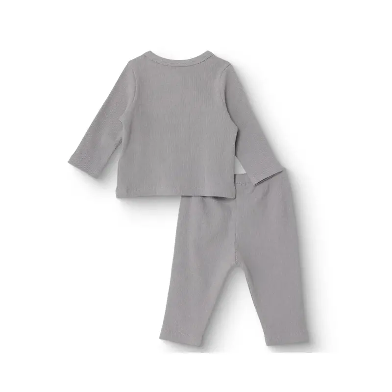 Hellobaby Boys Sweatshirt- Bottom With Buttons Crew Neck Long Leg Long Sleeve - Grey 2