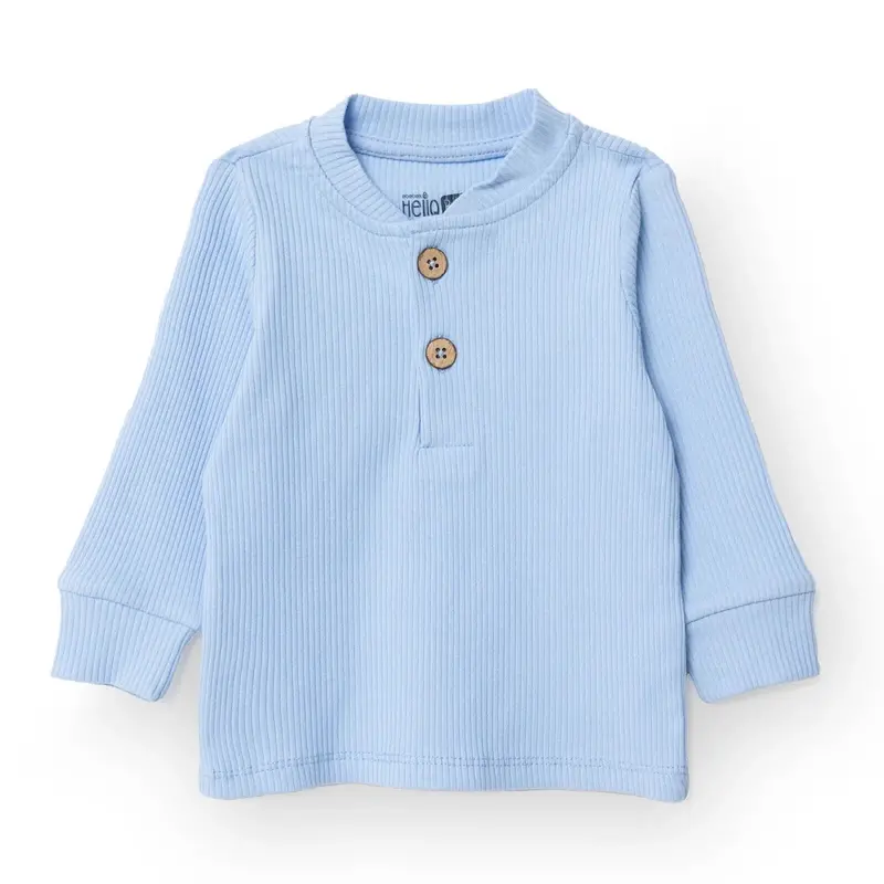 Hellobaby Boys Sweatshirt With Buttons Crew Neck Long Sleeve - Blue 1