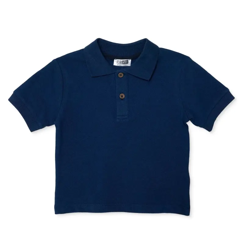 Hellobaby Boys T-Shirt Buttoned Smart Line Polo Collar Short Sleeve - Navy Blue 1