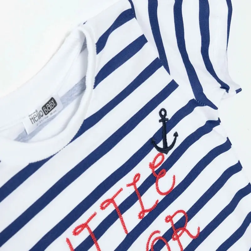 Hellobaby Boys T-Shirt Nautical Print Little Sailor Crew Neck Short Sleeve - Navy Printed 7