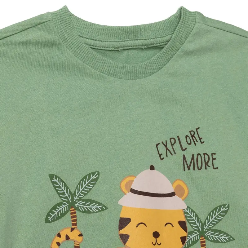 Hellobaby Boys T-Shirt-Short Animal Safari Adventure Crew Neck Short Leg Short Sleeve - Green 3