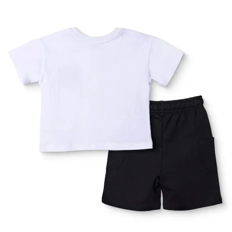 Hellobaby Boys T-Shirt & Shorts Set Bear Print Lace-Up Crew Neck Above The Knee Short Sleeve - White 2