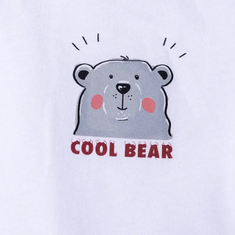 Hellobaby Boys T-Shirt & Shorts Set Bear Print Lace-Up Crew Neck Above The Knee Short Sleeve - White 5