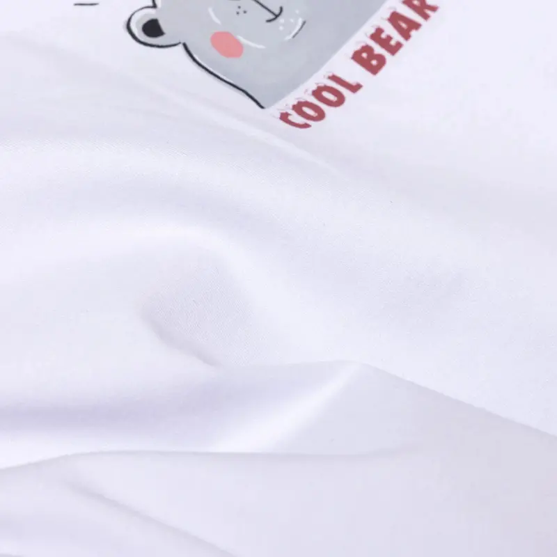 Hellobaby Boys T-Shirt & Shorts Set Bear Print Lace-Up Crew Neck Above The Knee Short Sleeve - White 6