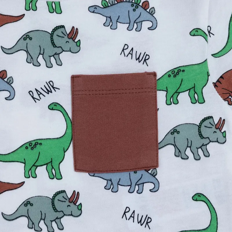 Hellobaby Boys T-Shirt & Shorts Set Dinosaur Print Crew Neck Above The Knee Short Sleeve - Ecru Printed 5