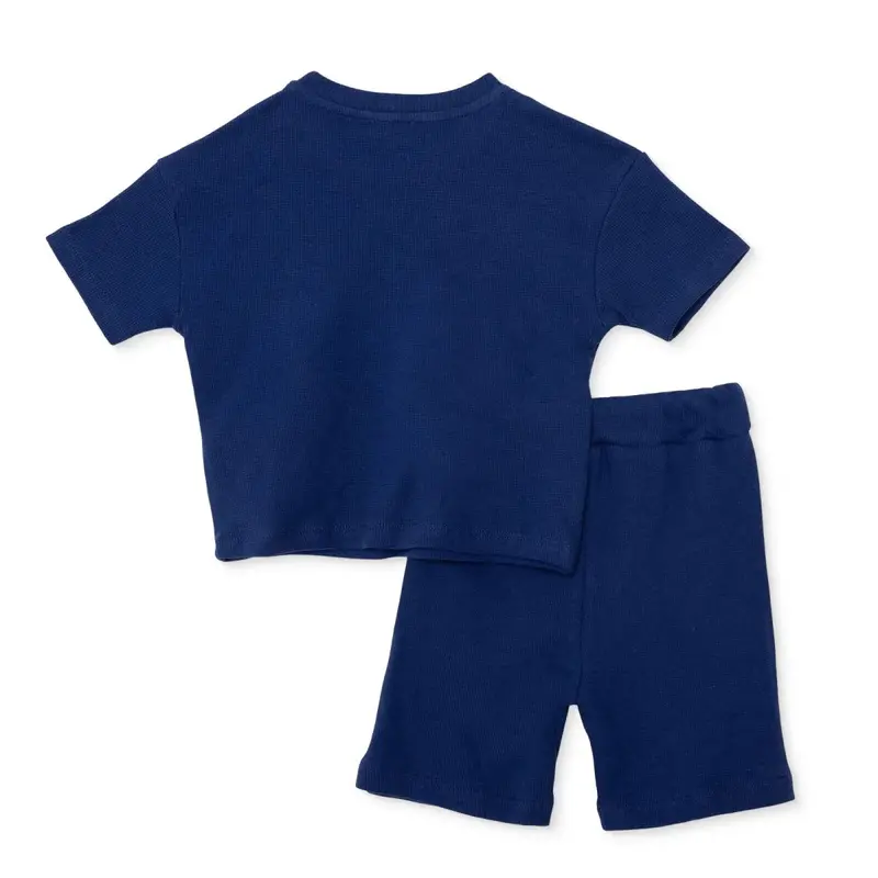 Hellobaby Boys T-Shirt & Shorts Set Nautical Print Little Sailor Crew Neck Short Length Short Sleeve - Navy Blue 2