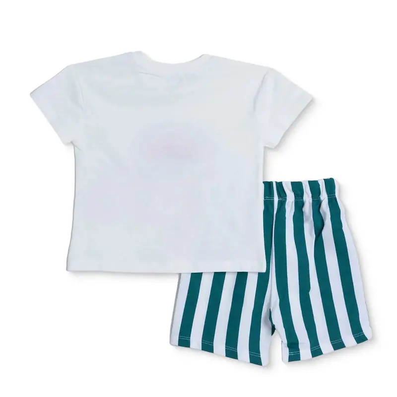 Hellobaby Boys T-Shirt & Shorts Set Slogan Print Crew Neck Above The Knee Short Sleeve - White 2