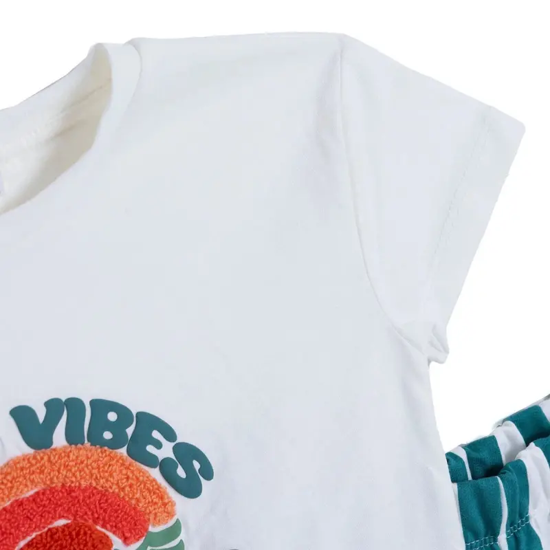 Hellobaby Boys T-Shirt & Shorts Set Slogan Print Crew Neck Above The Knee Short Sleeve - White 3