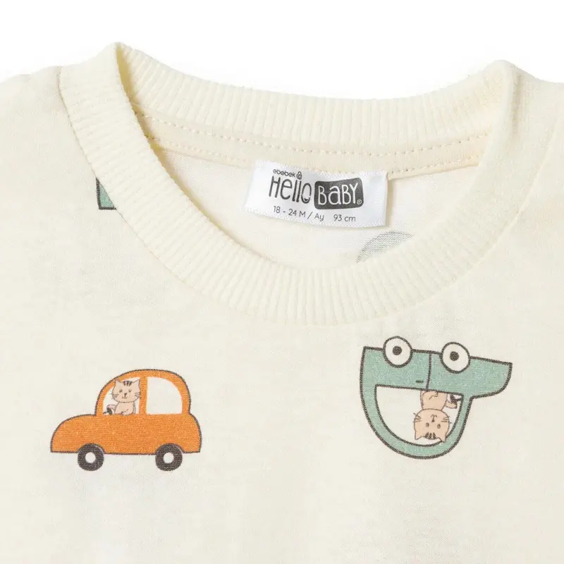 Hellobaby Boys T-Shirt & Shorts Set Vehicle Print Little Car Crew Neck Short Length Short Sleeve - Ecru Printed 6