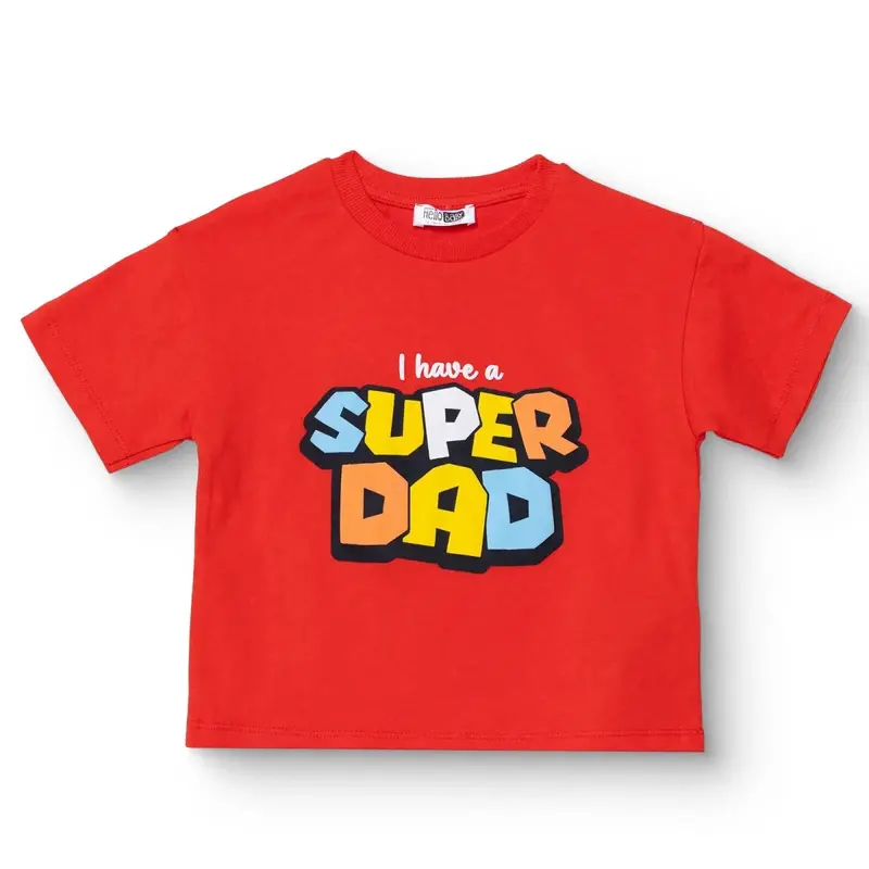 Hellobaby Boys T-Shirt Slogan I Love Dad Print Crew Neck Short Sleeve - Red 1