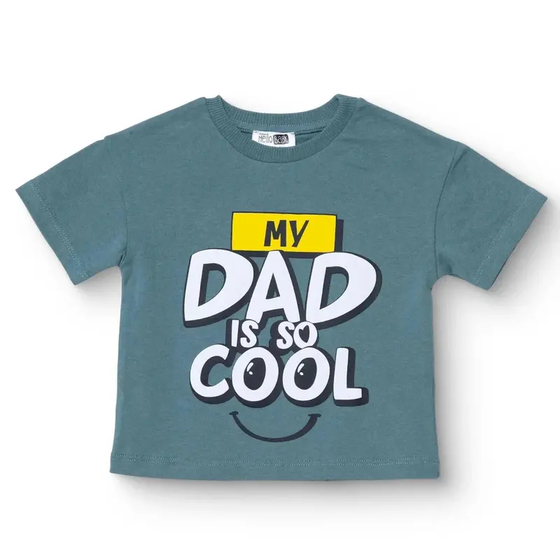 Hellobaby Boys T-Shirt Slogan Print Crew Neck Short Sleeve - Green 1